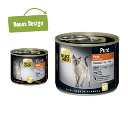 Produktbild von SELECT GOLD Pure Adult Katzenfutter Pute Paté 6x200 g - 6 x 200 g