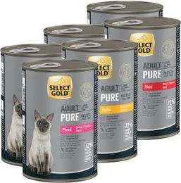 Produktbild von SELECT GOLD PURE Nassfutter Katze Adult Mixpaket Huhn Rind Pferd 6x400g