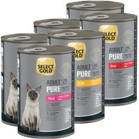 Produktbild von SELECT GOLD PURE Nassfutter Katze Adult Mixpaket Huhn Rind Pferd 6x400g