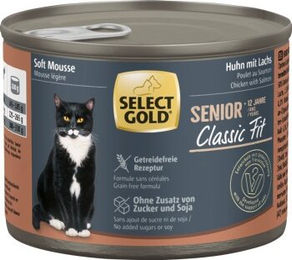 SELECT GOLD Senior +12 Classic Fit Katzen Nassfutter Huhn mit Lachs Paté 6x200 g – Bild 1 von 2