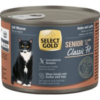 Produktbild von SELECT GOLD Senior +12 Classic Fit Katzen Nassfutter Huhn mit Lachs Paté 6x200 g