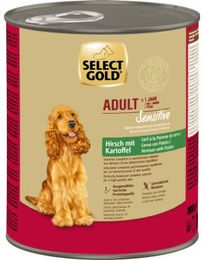 SELECT GOLD Sensitive Hund Nassfutter Adult Hirsch Monoprotein Getreidefrei 6x800 g - 6 x 800 g – Bild 1 von 2