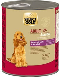 Produktbild von SELECT GOLD Sensitive Hund Nassfutter Adult Lamm mit Lachs und Kartoffel getreidefrei 24x800 g - 24 x 800 g