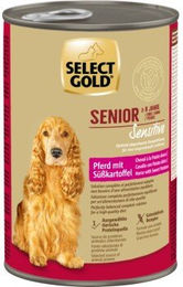 Produktbild von SELECT GOLD Sensitive Hund Nassfutter Senior Pferd mit Süßkartoffel Monoprotein Glutenfrei 6x400 g