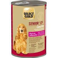 Produktbild von SELECT GOLD Sensitive Hund Nassfutter Senior Pferd mit Süßkartoffel Monoprotein Glutenfrei 6x400 g