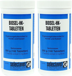 Produktbild von Selectavet BIOSEL-HK Haut-Fell-Supplement Nahrungsergänzung für Hunde und Katzen in Tablettenform für alle Altersstufen und Größen