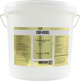 Produktbild von Selectavet Equi-Biosel Ergänzungsfutter Pulver für Pferde zur Unterstützung von Haut, Fell und Hufen für Adult Tiere 3000g