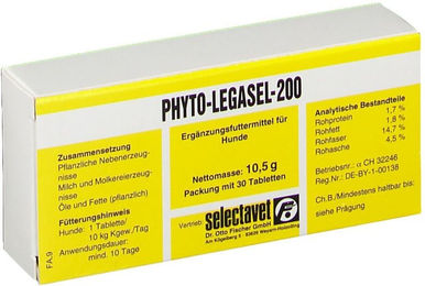 Produktbild von Selectavet Phyto-Legasel-200 Nahrungsergänzung für Leber und Nieren in Tablettenform
