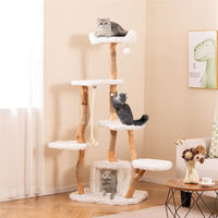 Produktbild von Selius Holzturm für Katzen aus massivem Birnenholz mit Jute-Kratzpfosten