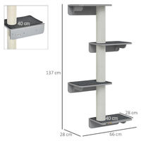 Produktbild von Selius Katzenkletterwand mit Kletterelementen und Kratzstamm 66x28x137 cm