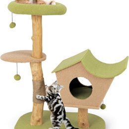 Selius Kratzbaum für Katzen mit Katzenhaus 110 cm hoch – Bild 1 von 1