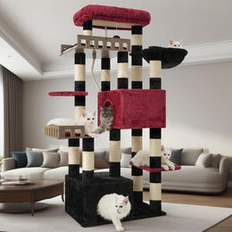 Selius Kratzbaum für Katzen mit Katzenhaus und Korb aus stabilem Material mit Sisalstrick 174 cm hoch – Bild 1 von 1