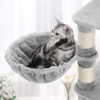 Produktbild von Selius Kratzbaum für Katzen mit Katzenklo, Höhle und Korb, Sisal-umwickelt, 164 cm hoch, Hellgrau (Modell PCT99W)