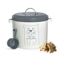 Produktbild von Sendez Trockenfutterdose aus Metall mit Schaufel und Deckel 6 Liter Weiß für Hundefutter - 6 l