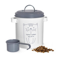 Produktbild von Sendez Vorratsdose aus Metall für Katzenfutter mit Deckel und Löffel in Weiß - 2 l