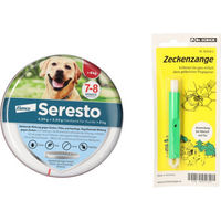 Produktbild von Seresto Halsband für große Hunde gegen Zecken und Flöhe mit Zeckenzange Set in Grün