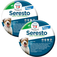 Produktbild von Seresto Halsband gegen Zecken und Flöhe für kleine Hunde bis 8 kg