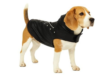 Sergio Schwarz Hundemantel Winter Flamingo aus Kunstleder wasserabweisend 40cm – Bild 1 von 6