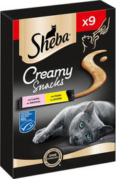 Sheba Creamy Snacks Huhn und Lachs Leckerli Paste für Katzen Adult - 63 x 12 g – Bild 1 von 7