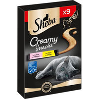 Produktbild von Sheba Creamy Snacks Huhn und Lachs Leckerli Paste für Katzen Adult - 63 x 12 g