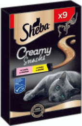 Produktbild von Sheba Creamy Snacks Katzen Leckerli Huhn und Lachs 7x 9g - 7 x 108 g