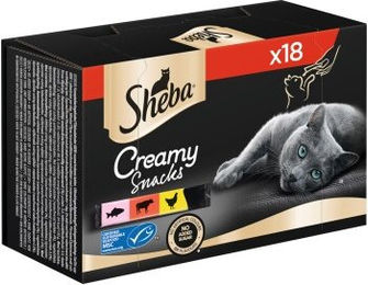 Sheba Creamy Snacks Katzen Leckerlis Paste Huhn Lachs Rind 18x12g - 18 x 12 g – Bild 1 von 10