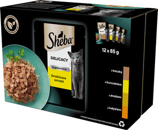 Sheba Delicacy Katzennassfutter für adulte Katzen mit Ente Huhn und Geflügel in Gelee 12 x 85g Beutel - 12 x 85 g – Bild 1 von 7