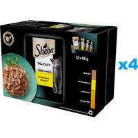 Produktbild von Sheba Delicacy Nassvollnahrung für adulte Katzen mit Ente, Huhn, Geflügel und Pute in Gelee 48x85 g - 48 x 85 g