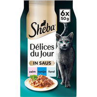 Produktbild von Sheba Délices du Jour Katzen Nassfutter Stückchen in Sauce mit Lachs, Thunfisch und Forelle