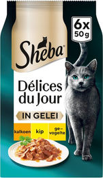 Sheba Délices du Jour Katzenfutter Stückchen in Gelee Truthahn Huhn und Geflügel – Bild 1 von 2