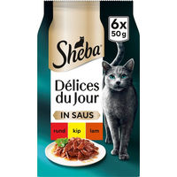 Produktbild von Sheba Délices du Jour Katzenfutter Stückchen in Sauce mit Rind, Huhn und Lamm