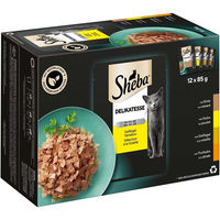 Produktbild von Sheba Delikatesse Geflügel Variation Stückchen in Gelee Katzenfutter Adult 96x85g
