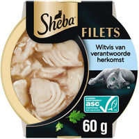 Produktbild von Sheba Filets mit nachhaltigem Weißfisch in Sauce für Katzen