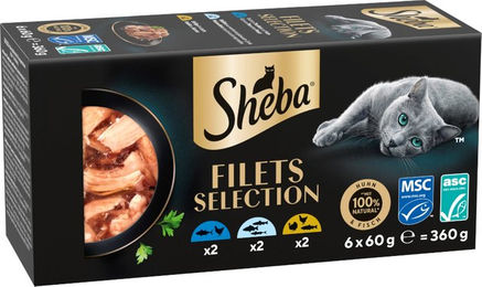Produktbild von Sheba Filets Mixpaket I Katzen Nassfutter Stückchen in Sauce 6 x 60 g