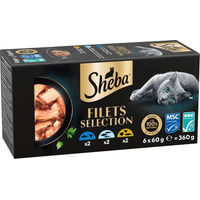 Produktbild von Sheba Filets Mixpaket I Katzen Nassfutter Stückchen in Sauce 6 x 60 g