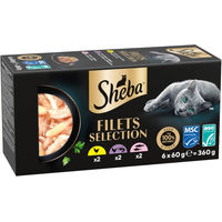 Produktbild von Sheba Filets Mixpaket II Katzen Nassfutter Stückchen in Sauce 6 x 60 g mit Huhn, Lachs, Thunfisch und Garnele ohne Farb- und Aromastoffe