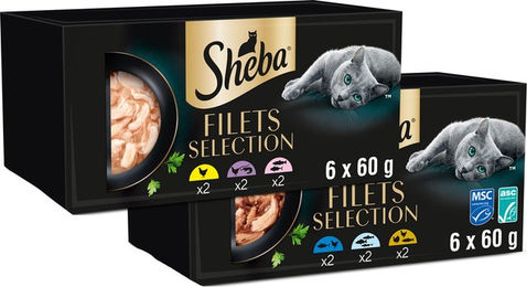 Sheba Filets Selection Katzen Nassfutter Stückchen in Sauce Huhn und Lachs – Bild 1 von 3