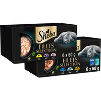 Produktbild von Sheba Filets Selection Katzen Nassfutter Stückchen in Sauce Huhn und Lachs