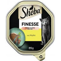 Produktbild von Sheba Finesse Mousse Pastete mit Huhn für erwachsene Katzen 44 x 85 g ohne Farb- und Aromastoffe sowie Konservierungsstoffe - 22 x 85 g