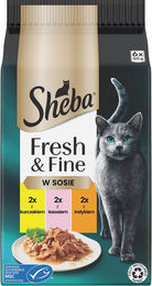 Produktbild von Sheba Fresh & Fine Katzen Feuchtfutter Adult Stückchen in Sauce Huhn Lachs Pute 6x50 g - 6 x 50 g