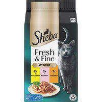 Produktbild von Sheba Fresh & Fine Katzen Feuchtfutter Adult Stückchen in Sauce Huhn Lachs Pute 6x50 g - 6 x 50 g