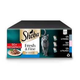 Sheba Fresh & Fine Katzen Nassfutter Adult Stückchen in Sauce mit Kabeljau, Lachs und Thunfisch 50x50g Multipack - 50 x 50 g – Bild 1 von 13