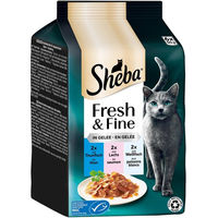 Produktbild von Sheba Fresh & Fine Katzen Nassfutter Adult Thunfisch Lachs und Weißfisch in Gelee 6 x 50 g - 6 x 50 g