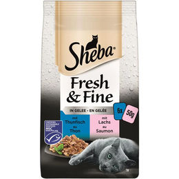 Sheba Fresh & Fine Katzen Nassfutter für Adult Katzen mit Thunfisch, Lachs MSC und Huhn in Gelee 6 x 50 g - 6 x 50 g – Bild 1 von 2