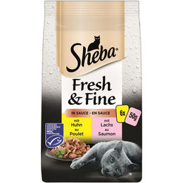 Produktbild von Sheba Fresh & Fine Katzen Nassfutter Huhn und Lachs 6x50g