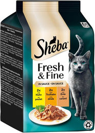 Produktbild von Sheba Fresh & Fine Katzen Nassfutter Stückchen in Sauce Huhn Truthahn & Ente 36x50 g