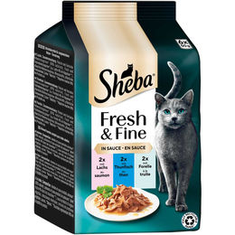 Sheba Fresh & Fine Katzen Nassfutter Stückchen in Sauce Lachs Thunfisch und Forelle 36x50 g – Bild 1 von 8