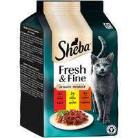 Produktbild von Sheba Fresh & Fine Katzen Nassfutter Stückchen in Sauce Rind Huhn & Lamm 36x50 g