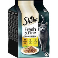 Produktbild von Sheba Fresh & Fine Katzen Nassfutter Truthahn, Huhn & Geflügel in Gelee für erwachsene Katzen 6 x 50 g - 6 x 50 g