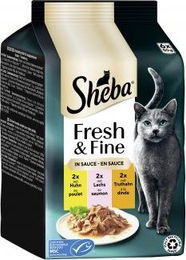 Sheba Fresh & Fine Katzenfutter Adult Huhn Lachs und Truthahn in Sauce MSC 6x50g - 6 x 50 g – Bild 1 von 5